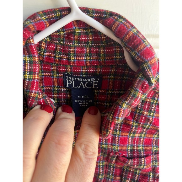 90's The Children's Place Baby Boys Corduroy Overalls and Flannel Holiday Set‎ - Picture 5 of 7